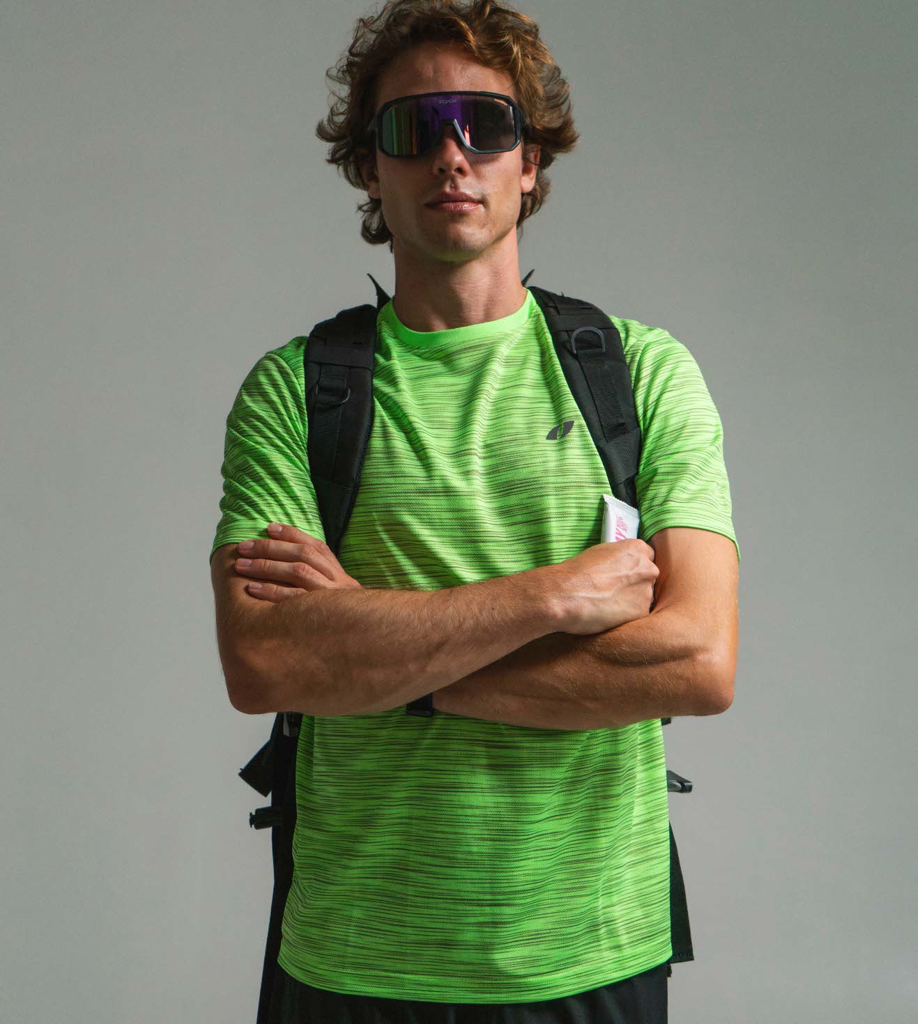 Camiseta técnica running Hyrox hombre verde fluor - Vercello Brand
