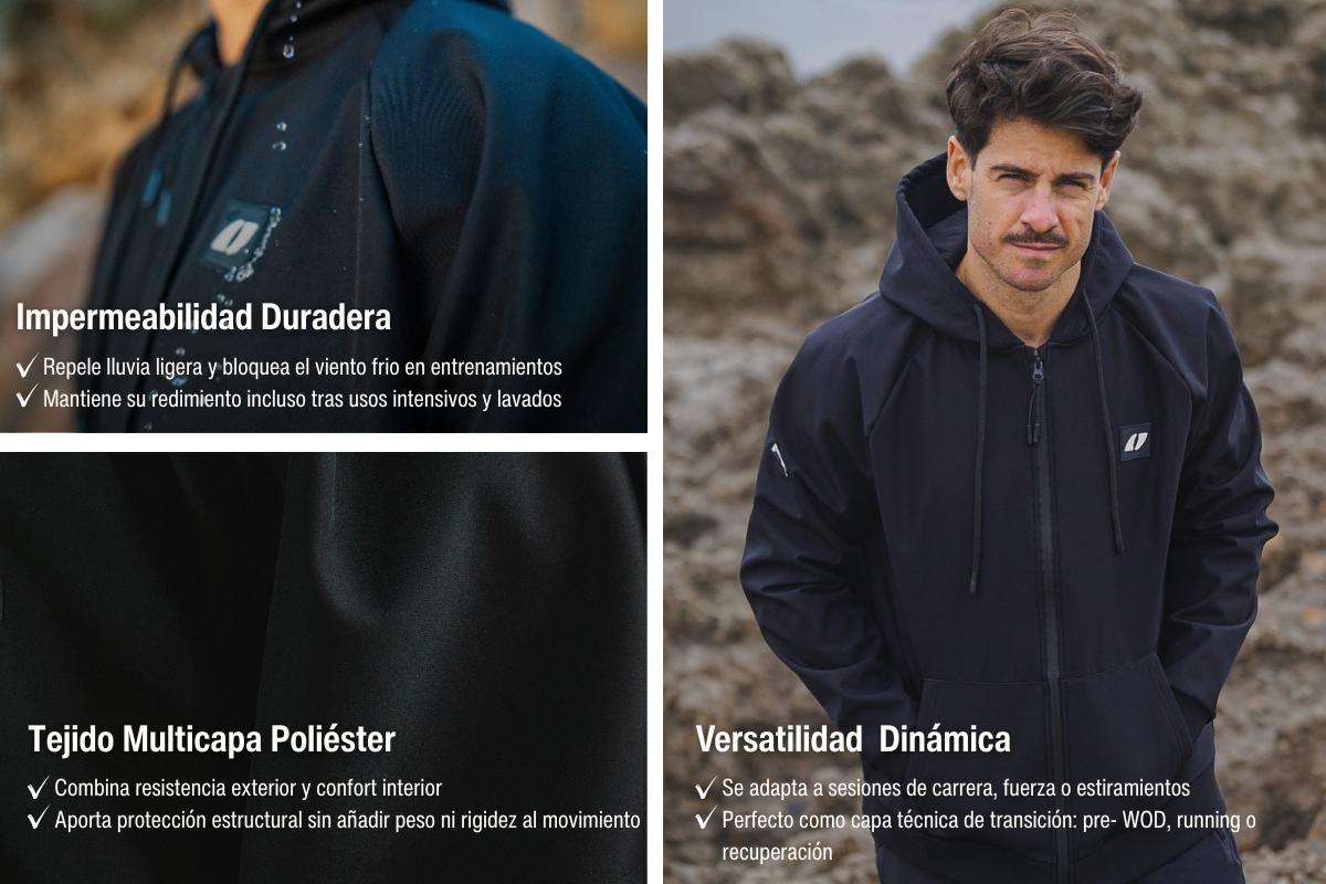 Chaqueta técnica running Hyrox invierno negro - Vercello Brand